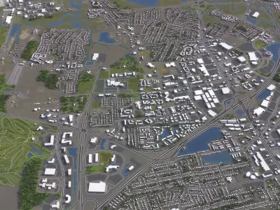 Hampton - 3D City Model Low-poly 3D model