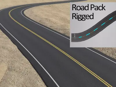 Road Pack Rigged Low-poly 3D model