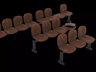 Waiting Room Chairs Abandoned Low-poly 3D model