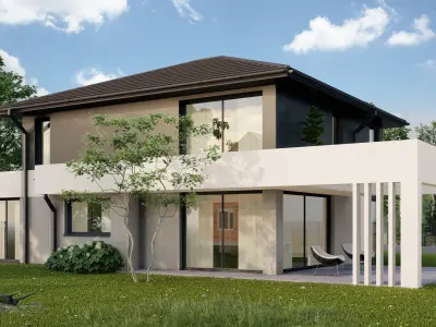 Lumion 12 Two-Story Modern House Full Scene Low-poly 3D model