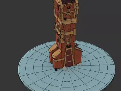 Torre de madera estilizada High Poly Free 3D model