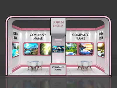 Booth Exhibition Stand Stall 8x4m Height 450 cm 1 Side Open 3D model