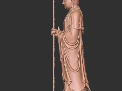 Ksitigarbha Bodhisattva Buddha Statue 3D model