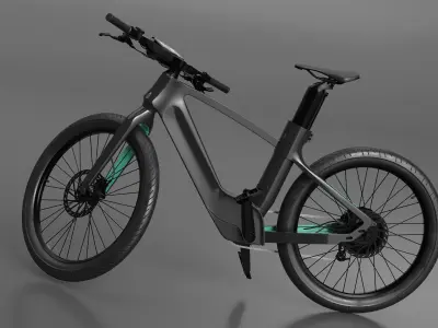  Urban Electric Bike with Integrated Battery Black Rigged for Cinema 4D 