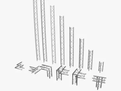 Mini Triangular Truss Collection - 14 PCS Modular 3D model