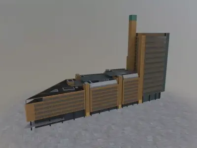 Berlin Debis Hochhaus Low-poly 3D model