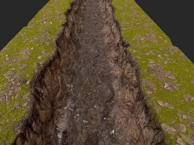Modular Low Poly PBR Muddy Cliff Low-poly 3D model