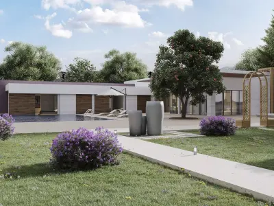  3d Modern Villa Ready Scene With All Settings Low-poly 3D model