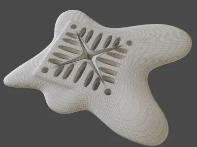 Drain grate  sculpture in the form of spilled gold 3D model