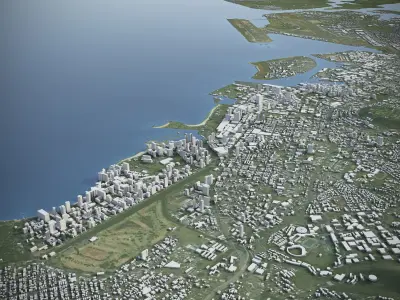 Oahu Island Low-poly 3D model