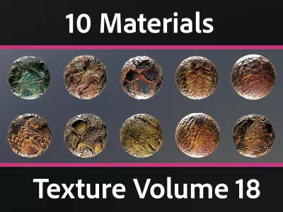 10 Materials Skin Dragon Seamless PBR Volume 18 Texture