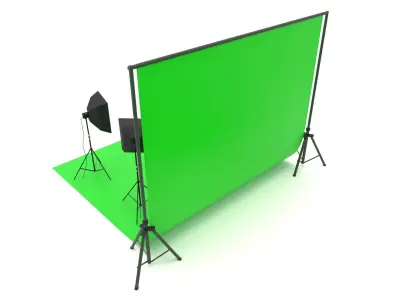 Photo Studio Softbox with Green Screen 3D model