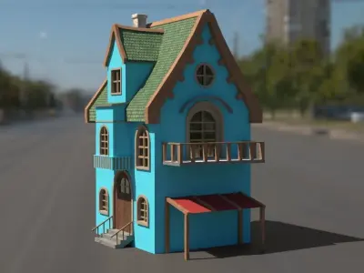 Cartoon house Low-poly 3D model 23