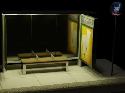 New York busstop with sign 3D model