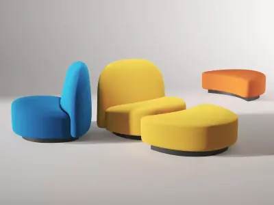 Elysee Armchair and Footrest 3D model