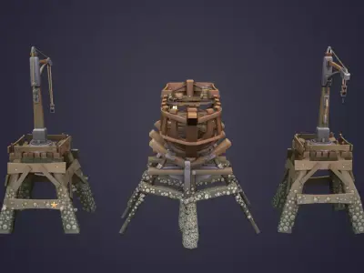Game Boat - Building Pier Low-poly 3D model