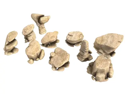 Set of 10 Rocks 3D print model