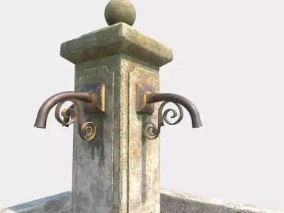 Old Ancient Fountain Low-poly 3D model