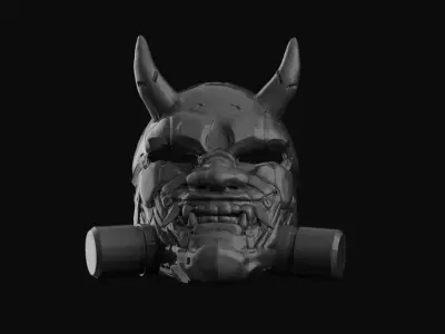 Oni mecha samurai mask 3D print model