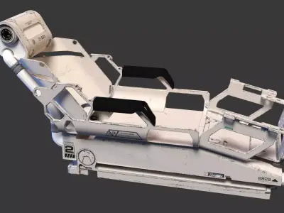 Hospital Ventilator SciFi Medical Bed Set Low-poly 3D model