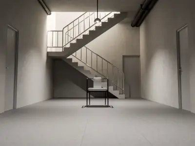 Between Doors Minimal Stairwell Interior Low-poly 3D model