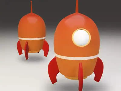 Low poly Rocket 3d model two orange toy rockets 3D model