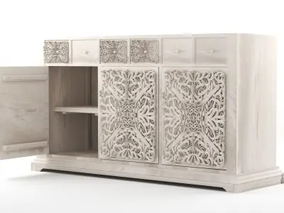Sideboard with 3 doors in Mango wood Free 3D model
