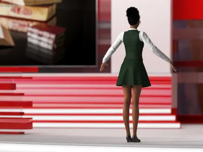 Light Skin Black Teenage Schoolgirl Rigged for Modo 3D model