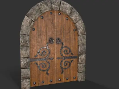 Medieval Door-5 Low-poly 3D model