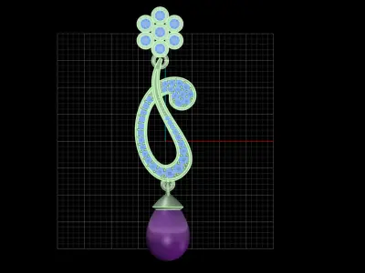 Yellow gold diamond earring-PER-036-DIA 3D print model