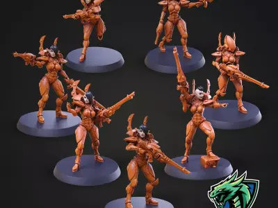 Space Elf Female Soldier Bundle - 40 variants and Pinups 3D print model