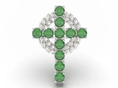 Radiant Elegance 3D Christian Cross Pendant with Diamond PE031 3D print model