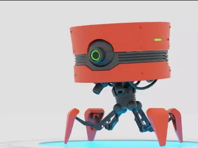 spy robot rigged - animated 3D model