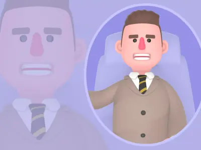 Stylized 3D Male Lawyer - Angry Arguing Attorney Character 3D model