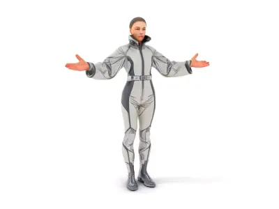 Futuristic SciFi Female Character Rigged and Animated Low-poly 3D model