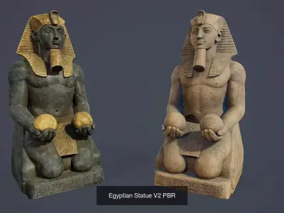 Egyptian statues PBR V1 3D Model Pack