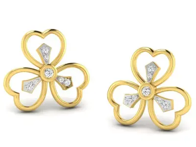 Rose Gold Diamond Women Earring 3D print Model 3D print model 15
