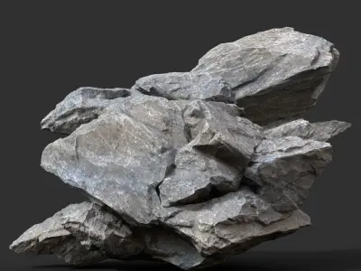 Low poly Gray Rock Formation B 190416 Low-poly 3D model