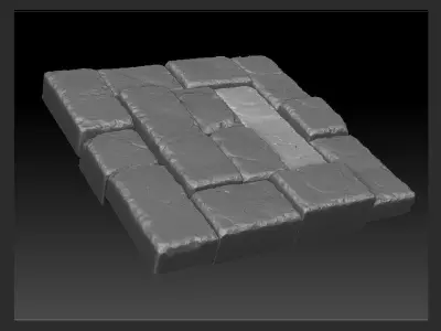 3D Stone Brick Wall - High Poly 3D model