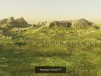 4 Natural Terrains - Mountain Landscapes and Lake Scene 3D Model Pack