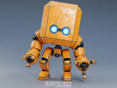 Cute Space Robot Rigged G-26 Yellow 3D model