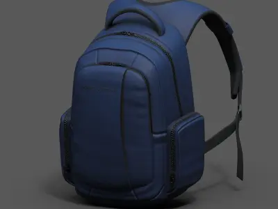 Backpack human generic blue scifi fantasy space millitary  Low-poly 3D model