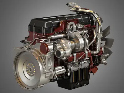 D13 Engine - MP8 Engine - 6Cylinder Truck Diesel Engines  2 in 1 3D Model Pack