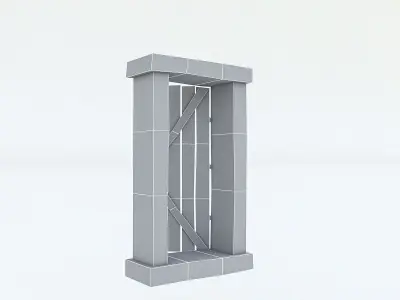 Old Wooden Door 02 Low-poly 3D model