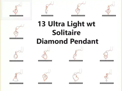 13 Ultra Light wt Solitaire Diamond Pendant 3dm stl renders 3D Model Pack