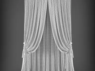 Curtain 3D with drapes Low-poly 3D model