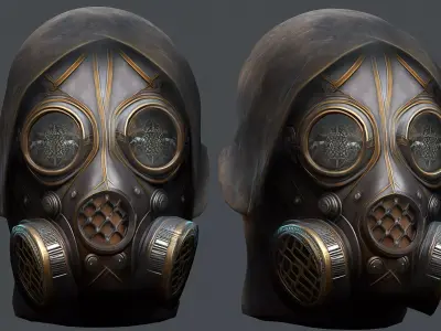 Gas mask helmet 3d model military combat Low-poly Low-poly 3D model
