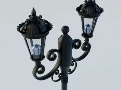 Street Lamp Low Poly PBR 3D Model Low-poly 3D model