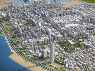 Abu Dhabi and Dubai Low-poly 3D model