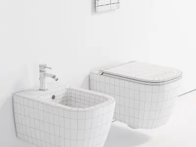 Esedra by SDR Ceramiche Quadra Wall-Hung WC Low-poly 3D model